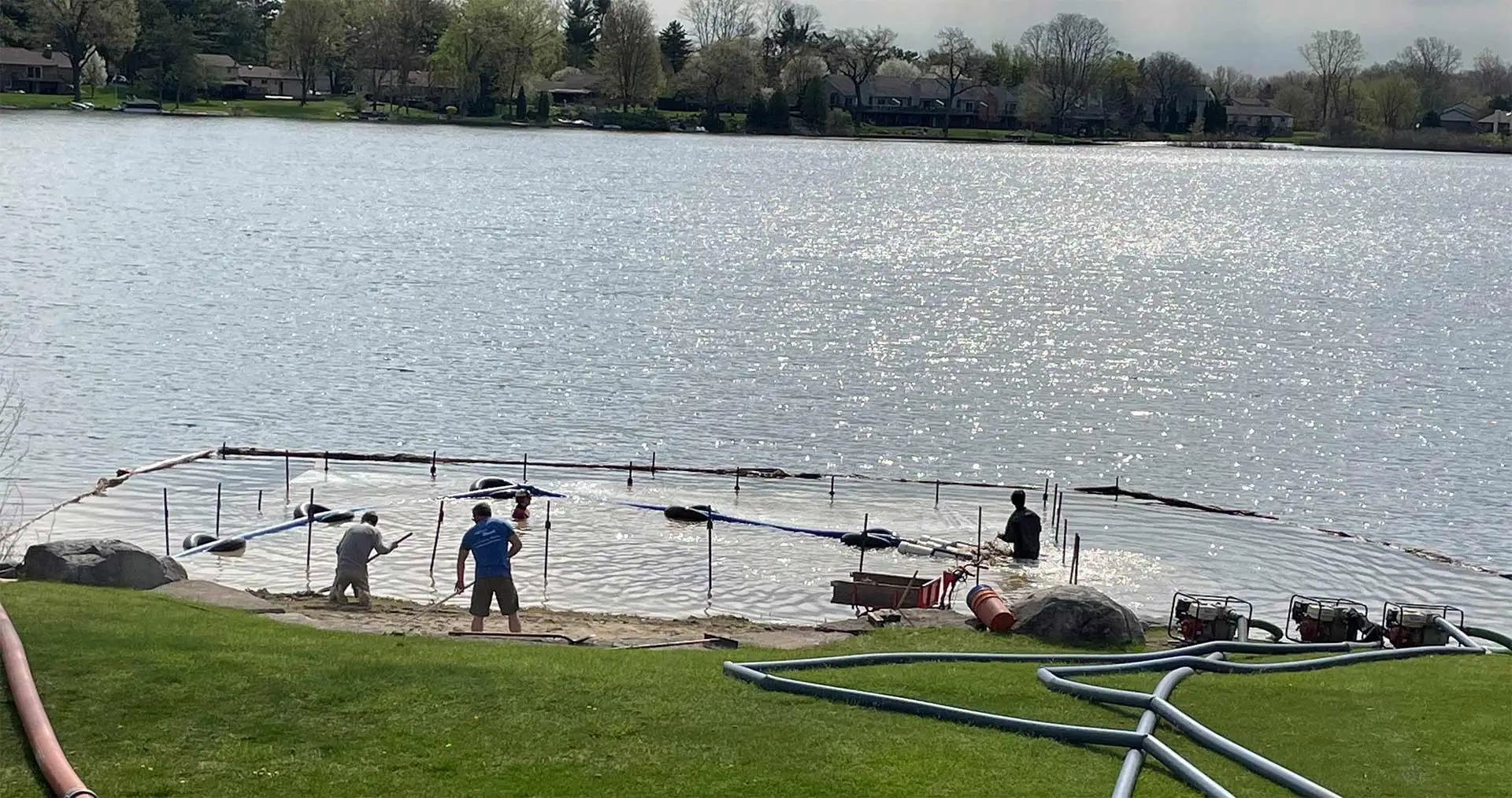 Lakefront beach installation in Michigan