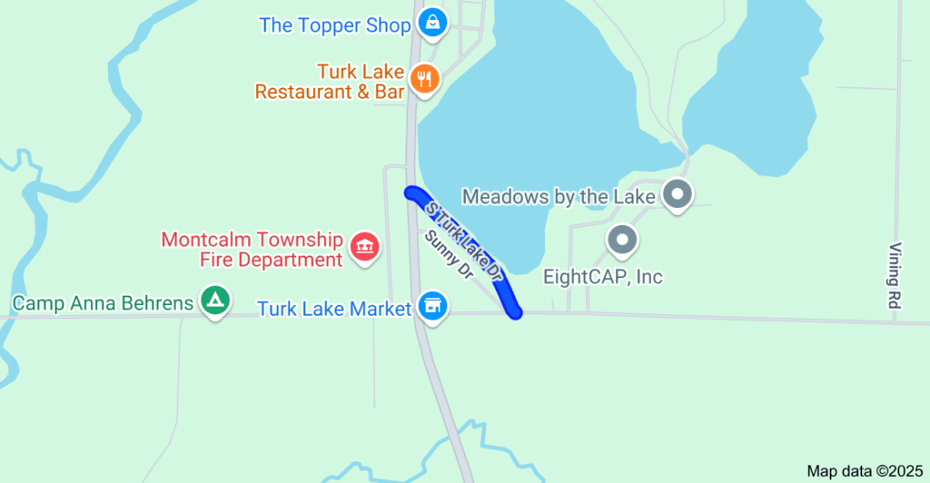 map of Turk lake in Greenville MI